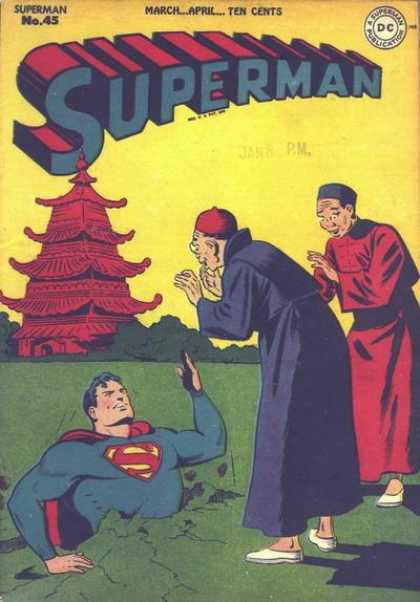 Superman 45 - China - Temple - Earth - Monks - Hole - George Roussos