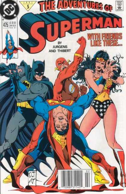 Superman 475 - The Adventures Of Superman - With Friends Like These - Jurgens And Thibert - Batman - Superwoman