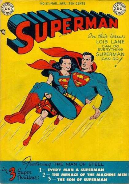 Superman 57 - Dc - No57 - Mar-aphten Cents - 3 Super Thrillers - The Man Of Steel