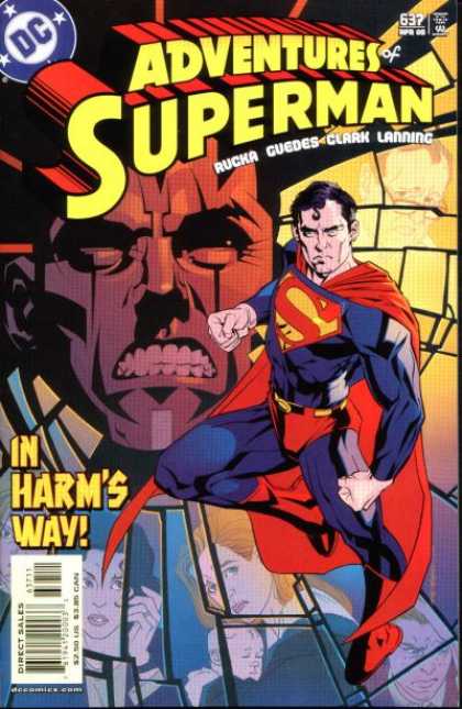 Superman 637 - Rucka Guedes - Clark Lanning - In Harms Way - Shattering Background - Angry Superman