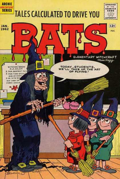 Tales Calculated to Drive You Bats 2 - Witch School - Witch Teacher - Witch Students - Brooms - Buckles Adorning Hats And Shoes