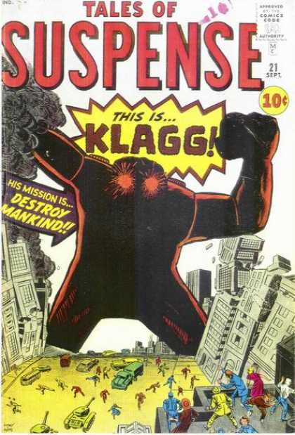 Tales of Suspense 21 - This Is Klagg - Destroy Mankind - Monster - Buildings - Tank - Jack Kirby