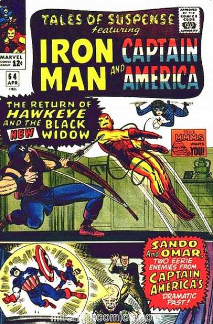Tales of Suspense 64 - Iron Man - Captain America - Marvel - The Return Of Hawkeye And The Black Widow - Red Boots - Charles Stone, Jack Kirby