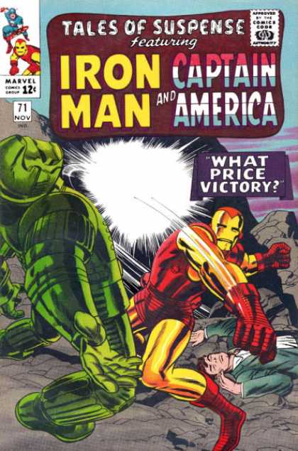 Tales of Suspense 71 - Iron Man - Captain America - What Price Victory - Punch - Superhero - Jack Kirby