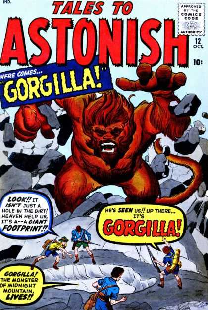 Tales to Astonish 12 - Gorgilla - Approved By The Comics Code - Stone - Footprint - Man - Jack Kirby