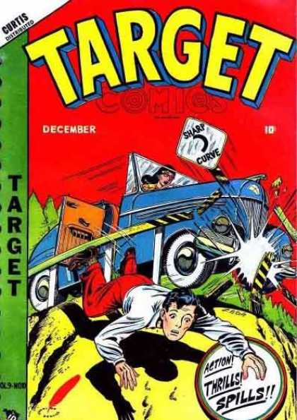 Target Comics 100 - December - Curtis - Car - Sharp Curve - Sign