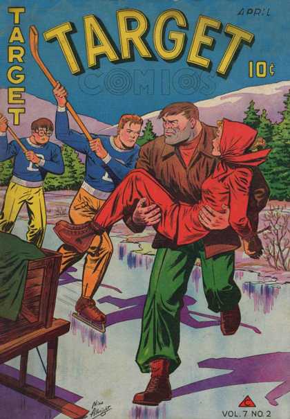 Target Comics 68 - Hockey Stick - Ice - Trees - Sled - Snow