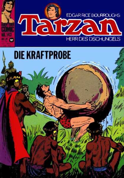 Tarzan (German) 6 - Edgar Rice Bourroughs - Die Kraftprobe - Natives - Carrying Stone Ball - Plain