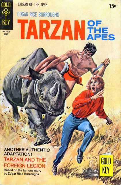 Tarzan of the Apes 59 - Edgar Rice Burroughs - Knife - Rhinoceros - Girl Fleeing From Animal - Grass Field
