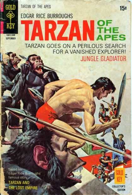 Tarzan of the Apes 62 - Edgar Rice Burroughs - Tarzan Goes On A Perilous Search For A Vanished Explorer - Jungle Gladiator - Gold Key - Collectors Edition