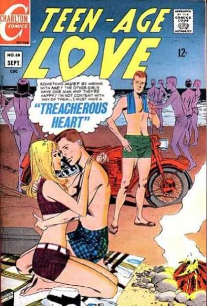 Teen-Age Love 60 - Beach - Motorcycle - Sand - Bathing Suits - Fire