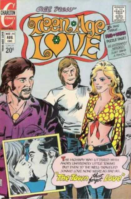 Teen-Age Love 94 - Charlton Comics - Polka Dot Shirt - Purple Shirt - Gold Medallion - The Town That Forgot Love