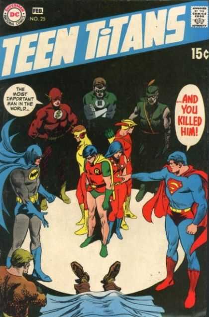 Teen Titans 25 - Dc Comics - Group Of Heroes - Flash - Green Arrow - Dialogue - Nick Cardy