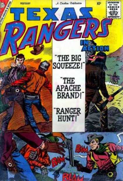 Texas Rangers in Action 20 - A Charlton Publication - The Big Squeeze - The Apache Brand - Ranger Hunt - Gun