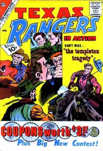 Texas Rangers in Action 27 - Still 10c - Dont Miss The Templeton Tragedy - Coupons Worth 337 - Plus Big New Contest - Man On Horse