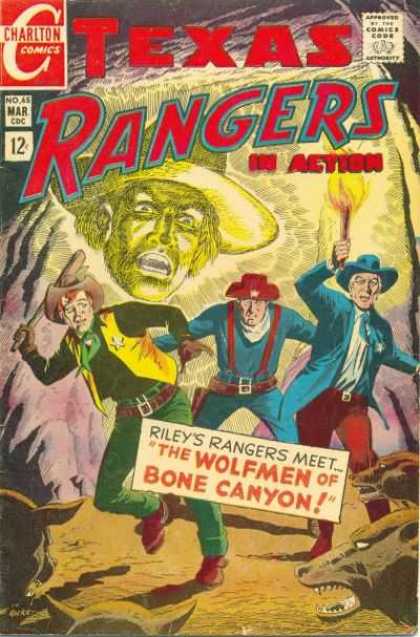 Texas Rangers in Action 65 - Charlton Comics - Mar Cdc No 45 - Tileys Rangers Meet The Wolfmen Of Bone Canyon - Cowboys - Cave
