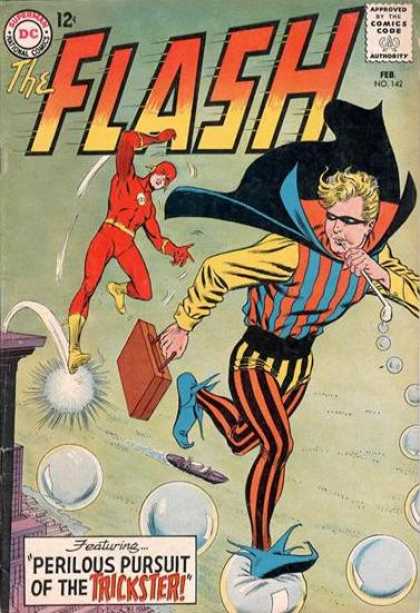 The Flash (1959) 142 - Perilous Pursuit Of The Trickster - Walking On Bubbles - Breifcase - Boat - Striped Outfit