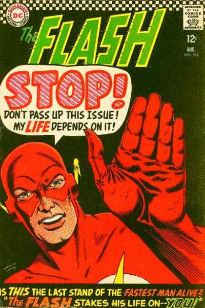 The Flash (1959) 163 - Stop - Dont Pass Up This Issue - My Depends On It - Fastest Man Alive - Stakes His Life On You