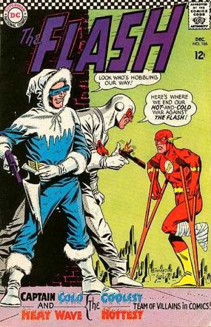 The Flash (1959) 166 - Captain Cold And Heat Wave - Flash On Crutches - Man In Coat With Gun - Issue Number 166 - 12 An Issue