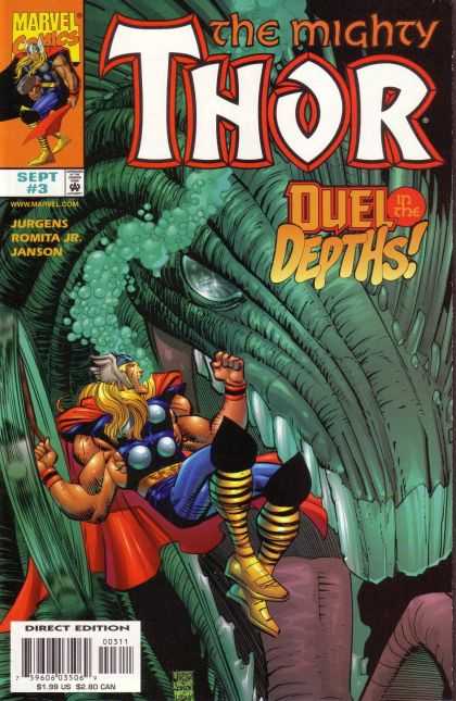 Thor (1998) 3 - Duel Depths - Marvel - Jurgens Romita Jr - Green Monster - Sharp Teeth - John Romita