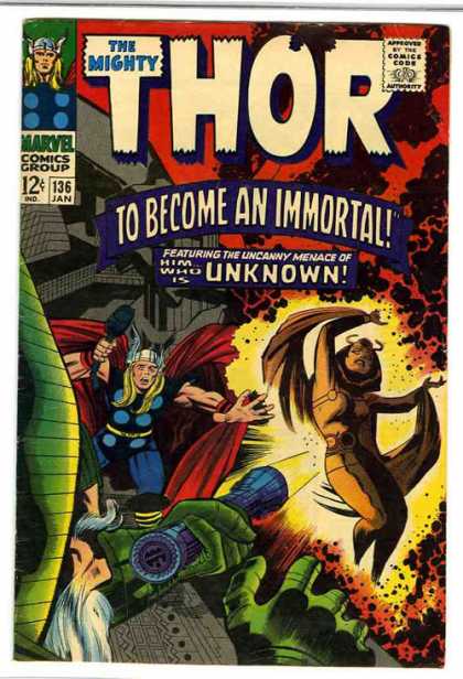 Thor 136 - Marvel - Comics Code - To Become An Immortal - Costume - Hammer - Jack Kirby