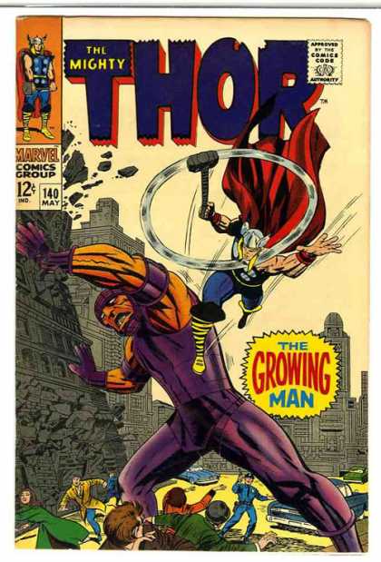 Thor 140 - Hammer - Building - Growing Man - Giant - The Growing Man - Jack Kirby