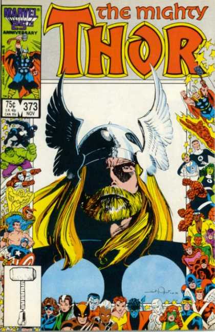 Thor 373 - Black And White Hammer Graphic - Winged Helmet - Incredible Hulk - Nov 373 - Flying Super Heros - Walter Simonson