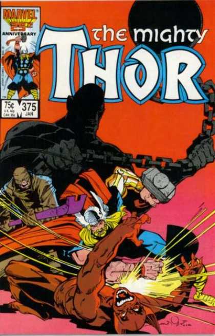 Thor 375 - The Mighty - Marvel - Ball And Chain - Hammer - Fighting - Walter Simonson
