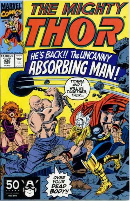 Thor 436 - Absorbing Man - Hammer - Ball - Chain - Titania