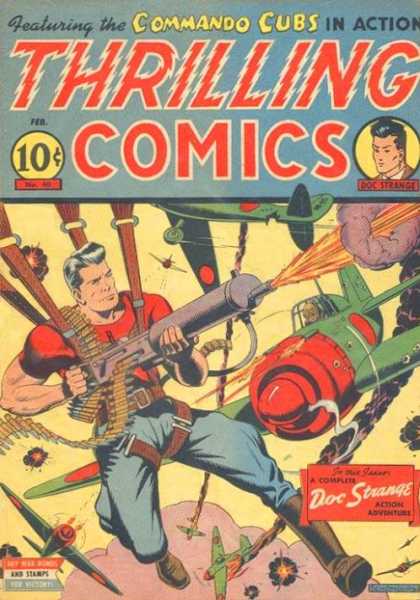 Thrilling Comics 40 - Electric Text - Flame Thrower - Parachute - Plane - Boots