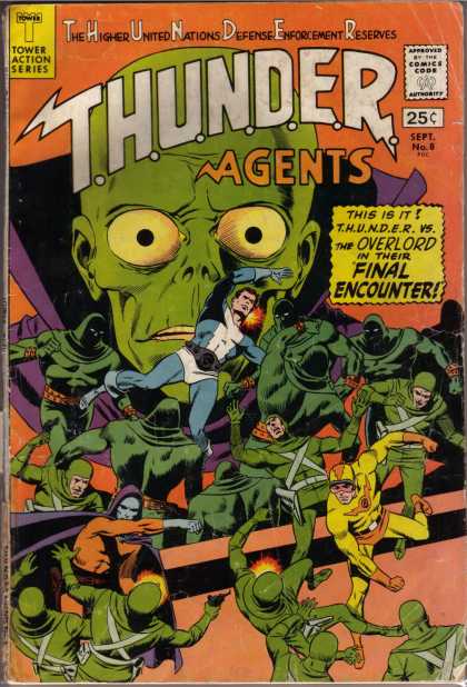 Thunder Agents 8 - Alien - Gree Suits - Purple Cape - Fight - Punch