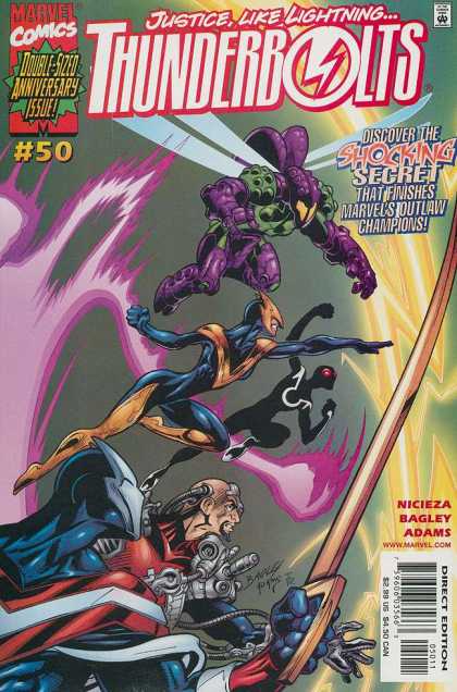 Thunderbolts 50 - Action Packed - Heroes Take Flight - Winged Superhero Takes Charge - Charging Towards Destiny - Justice From The Air - Mark Bagley