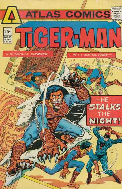 Tigerman 2 - Atlas Comics - Cunning Tiger - Bestial Fury - Stalks The Night - June