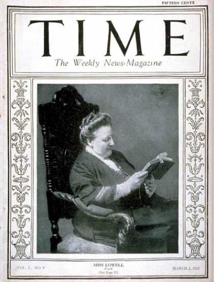 Time - Amy Lowell - Mar. 2, 1925 - Books - Poets
