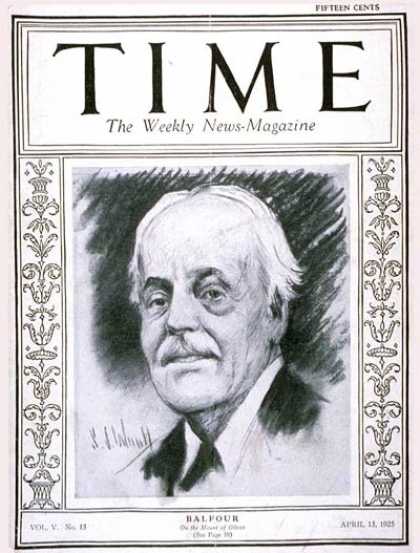 Time - Lord Arthur Balfour - Apr. 13, 1925 - Great Britain