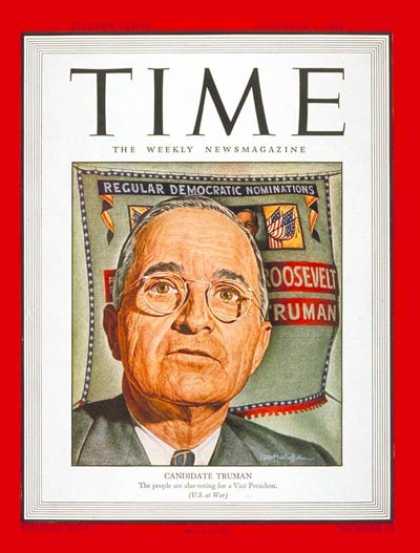 Time - Harry S. Truman - Nov. 6, 1944 - Vice Presidents - Politics