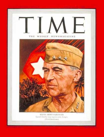 Time - General Walker Krueger - Jan. 29, 1945 - World War II - Military - Army - Genera