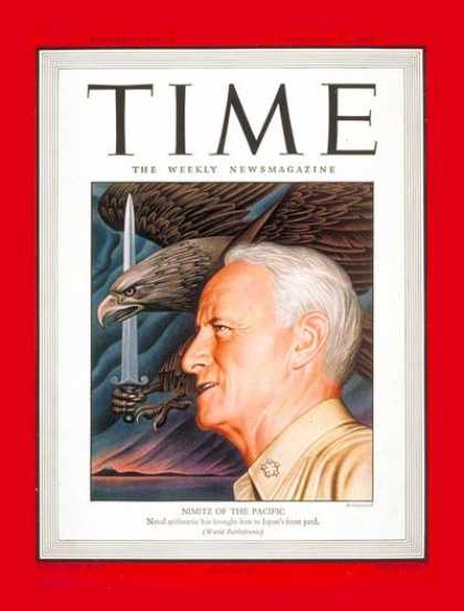 Time - Adm. Chester Nimitz - Feb. 26, 1945 - Admirals - Navy - World War II - Military