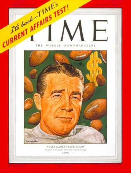 Time - Frank Leahy - Oct. 14, 1946 - Football - Notre Dame - Sports