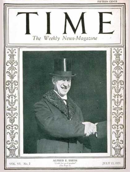 Time - Governor Alfred E. Smith - July 13, 1925 - Governors - New York - Politics