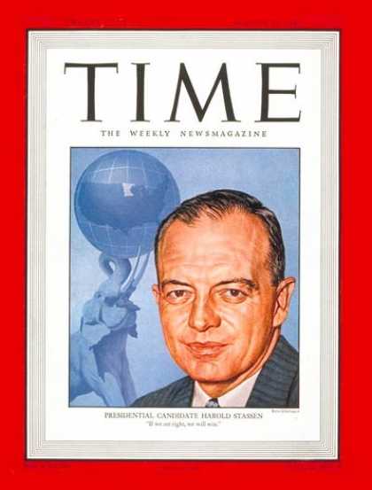 Time - Harold Stassen - Aug. 25, 1947 - Politics - Presidential Elections - Republicans