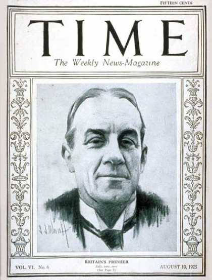 Time - Stanley Baldwin - Aug. 10, 1925 - Great Britain