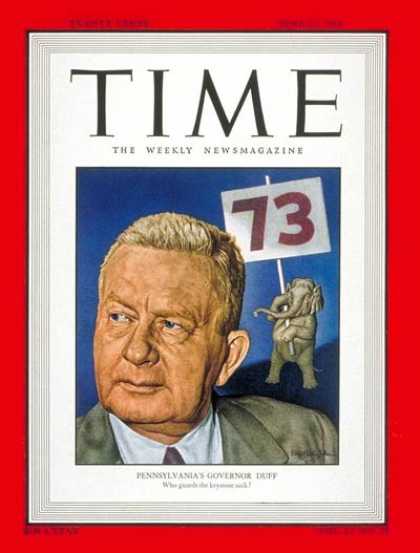 Time - Gov. James H. Duff - June 21, 1948 - Governors - Politics
