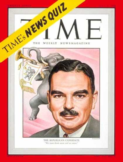 Time - Thomas E. Dewey - July 5, 1948 - Thomas Dewey - Politics - Presidential Election