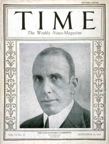 Time - Zachary Lansdowne - Sep. 14, 1925 - World War I - Navy - Military