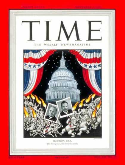 Time - Election, U.S.A - Nov. 1, 1948 - Harry S. Truman - Thomas Dewey - Presidential E