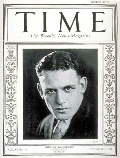 Time - Red Grange - Oct. 5, 1925 - Football - Sports