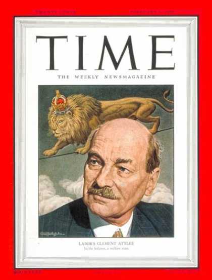 Time - Clement R. Attlee - Feb. 6, 1950 - Clement Attlee - Great Britain - Politics