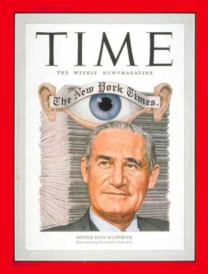 Time - Arthur H. Sulzberger - May 8, 1950 - Arthur Sulzberger - Journalism - Newspapers