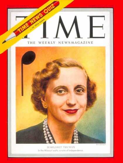 Time - Margaret Truman - Feb. 26, 1951 - First Families - Music - Singers